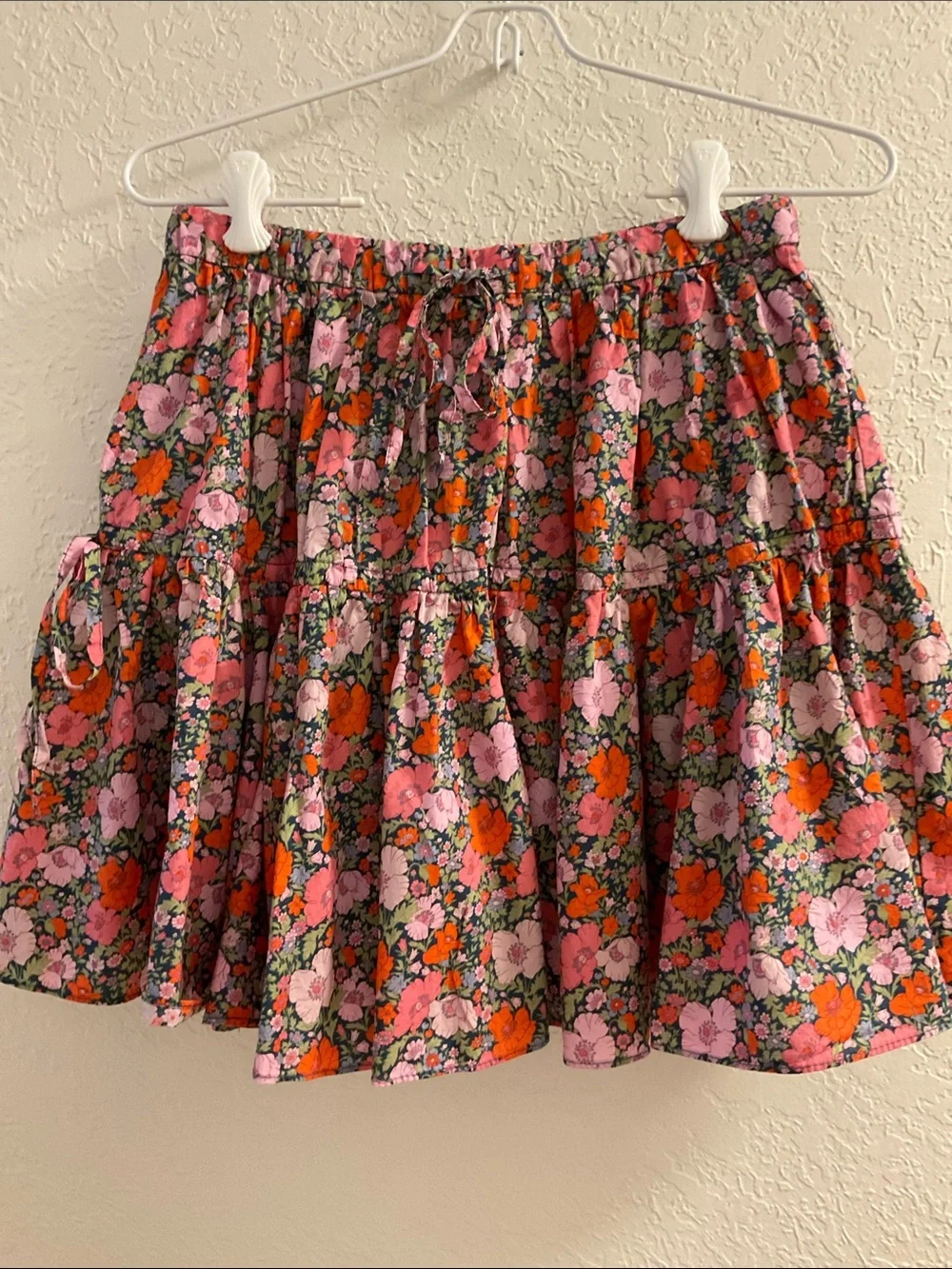 J. Crew 100% Cotton Liberty Floral Lined Pull-on Mini Skirt in Pink & Red